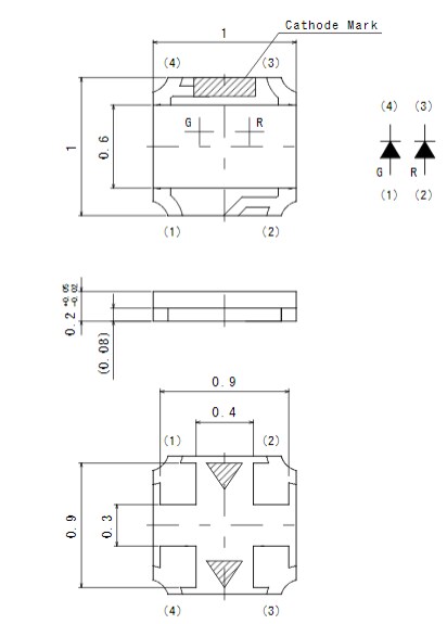 Mechanical Drawing - ROHM Semiconductor SML-P24MUW Dual Color LEDs